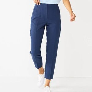 Nine West Women Plus SZ 28W Navy Resolut Blue Tapered High Rise Dress Pants NWT